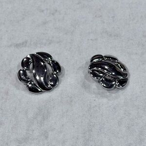 Vintage Monet silver abstract floral clip-on earrings